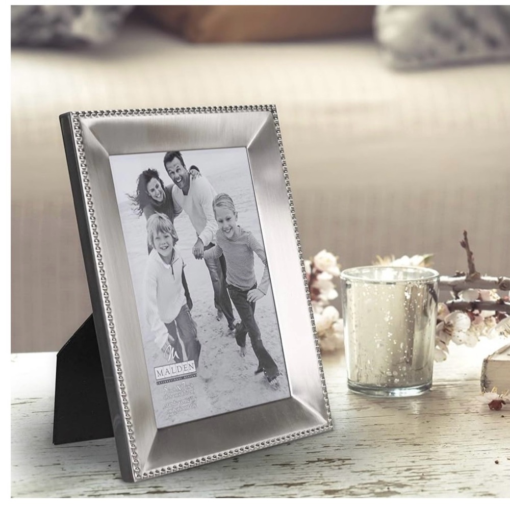 NWT Malden International Designs Marquee Satin Nickel 5x7 Photo Frame